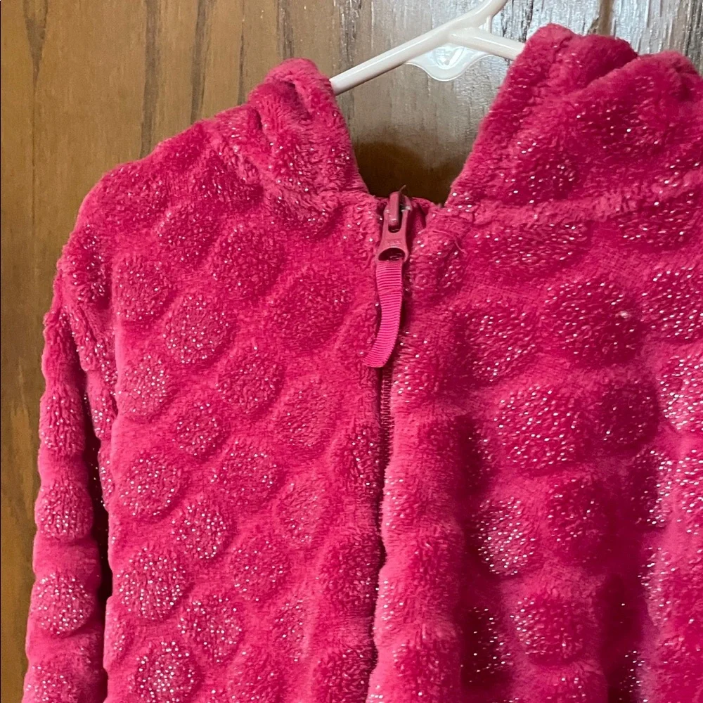 WONDER NATION UGC Girls Size Medium (7/8) Glittery Fuzzy Pink Kids Jacket Hoody - Picture 8 of 9